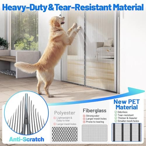 Heavy Duty Magnetic Screen Door Mesh - Auto-Sealing Door Net Screen with 50 Magnets, Pet & Kid Friendly, PET Fine Mesh Doors Screens Keep Bugs Out Fits Front Doors Size 36"x82" - Screen Size 38"x84" — view 2