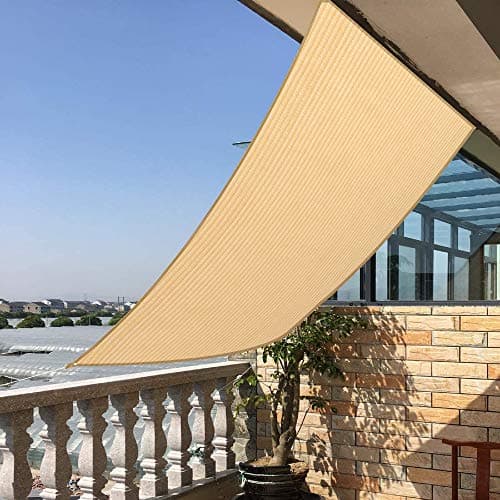 HOMA 11' x 15' Beige Rectangle Sun Shade Sail Canopy, 95% UV Blockage Awning Shelter Fabric Cloth Screen for Patio Outdoor Backyard - Heavy Duty Commercial Grade (Custom Size - Made in USA) — view 4