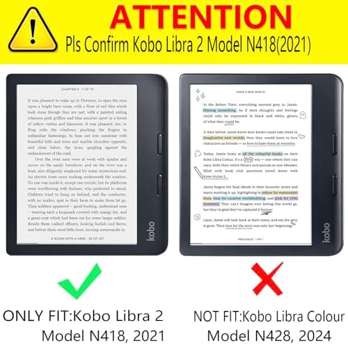 DMLuna Case for Kobo Libra 2 7" (Model:N418, 2021 Release) (Not Fit Kobo Libra Colour 2024), Slim and Lightweight Folio Premium PU Leather Protective Cover with Auto Sleep Wake Feature, Black