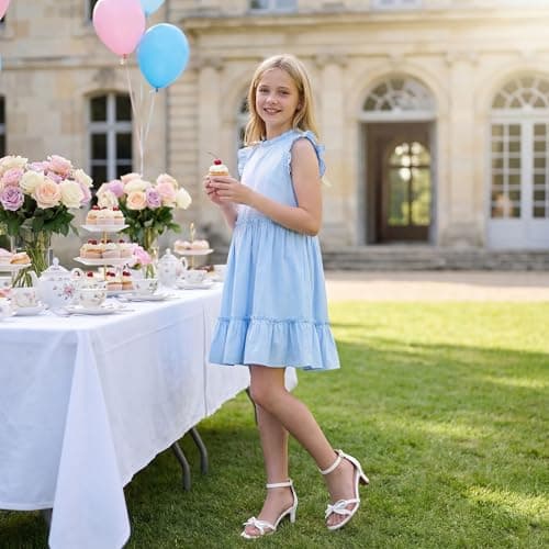 Furdeour Girls High Heels Kids Sandals Flower Girl Shoes Dress Shoe Size 4 White Teen Party Easter Dance 12 Year Big Kid Daughter Pageant Communion Formal Dressy Zapatos Para Niñas (F2909 White 4) — view 3