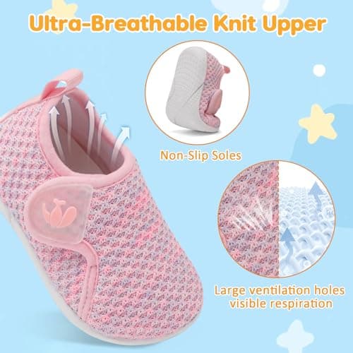 JOINFREE Baby Girls Shoes Boys Sneakers Barefoot Infant First Walking Shoe Sports Sneaker Pink Purple 12-18 Month Infant — view 3