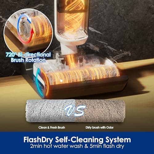 Tineco Floor ONE Stretch S6 Cordless Wet Dry Vacuum Cleaner, 180°Lay-Flat Smart Vacuum Mop, 40 Minutes Long Runtime 158℉ Flashdry Self-Cleaning, Dual-Sided Edge Cleaning Lightweight Floor Cleaner — view 4