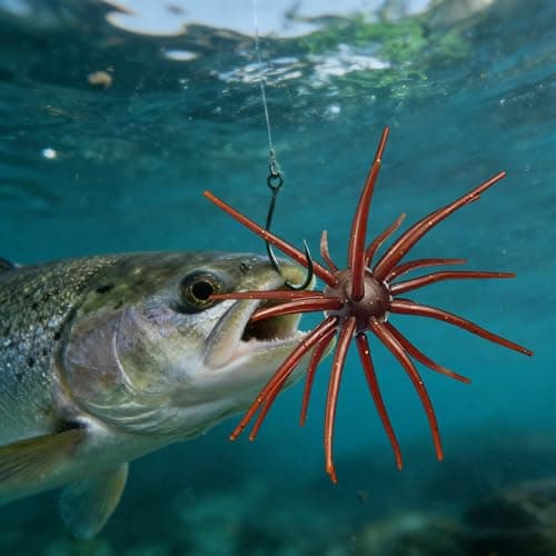 2Pc Sea Urchin Bait,Sea Bass Fishing Lures,Floating Simulation Seas Urchin Dice Baits for Bass Fishing,Artificial Squirm Fuzzy Fishings Soft Lure Bait Accessories for Saltwater Shore (Coffee, 3.54 in) — view 3