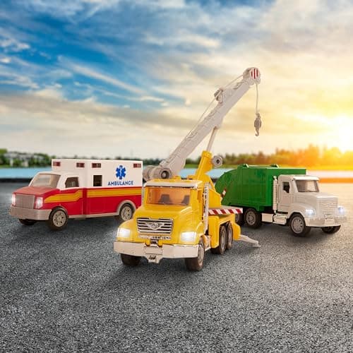 Driven by Battat – 7-Inch Crane Truck Toy with Lights & Sounds, Movable Parts, Construction Vehicle for Boys & Girls, Durable Design, Realistic Details, Gift 3+ Years Toy for Kids — view 9