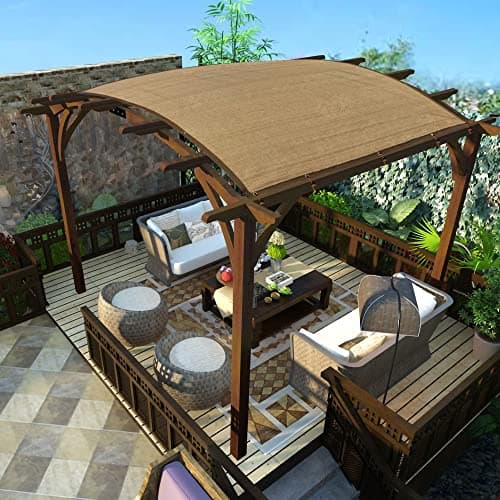 Alion Home Outdoor Pergola Sun Shade Cover Cloth Patio Canopy HDPE Permeable with Grommets (12' x 12', Walnut) — view 6