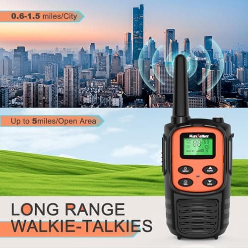 Walkie Talkies Long Range for Adult, MT10 Rechargeable Walkie Talkies FRS Two Way Radio, NOAA, 1200mAh Li-ion Battery USB-C Cable, LED Flashlight, VOX Walkie Talkie for Hiking Camping 2Pack — view 3