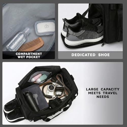 3-in-1 45L Gym & Travel Duffle Bag Backpack with Shoe Compartment & Wet Pocket – Multi-Functional Sports Bag for Workout, Weekend, Overnight Use — view 5