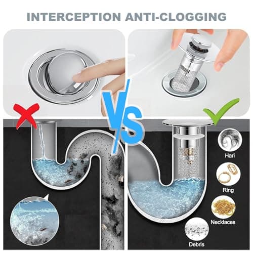 2 Pack Bathroom Sink Drain Stopper – Universal Stainless Steel Sink Drain Strainer, Multi-Purpose Sink Plug Filter & Drain Hair Catcher, Bathroom Sink Drain Stopper & Pop Up Sink Drain Filter — view 5