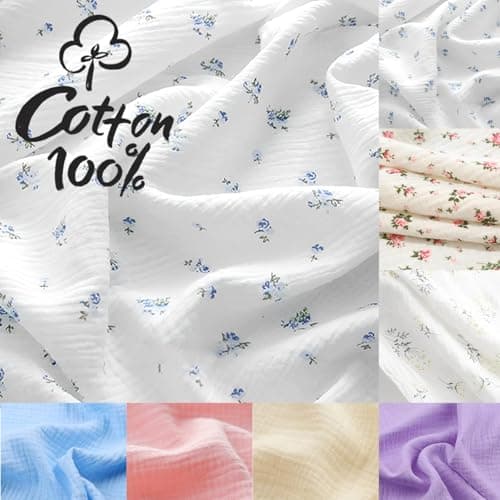 LaSilk Double Gauze Cotton Fabric by the Yard - 100% Cotton Muslin Fabric for DIY Craft & Sewing Material Like Dress, Towel, Bedding Sets, Cheesecloth, Boho Table Runner Fabric (Blue, 1 Yard) — view 5