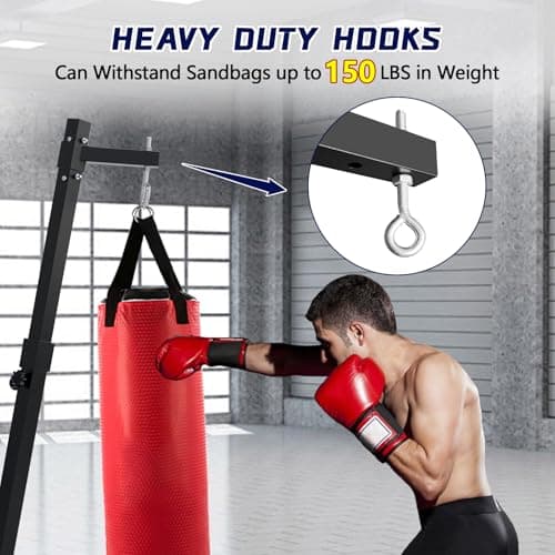 Adjustable Punching Bag Stand 150 LBS Capacity Heavy Bag Stand Steel Boxing Stand Free Standing for Home Gym Fitness, Stand Only — view 3
