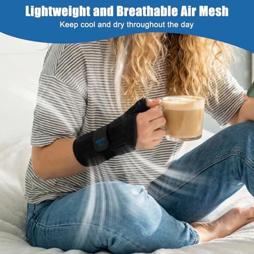 NuCamper Carpal Tunnel Wrist Brace with Thumb Support, Thumb Spica Splint for Tendonitis, De Quervains Tenosynovitis, Trigger Thumb, Arthritis Pain Relief for Men Women - Right Hand, S/M — view 4