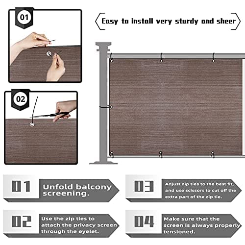 GardenLux 3'x20'Balcony Privacy Screen Cover Fence Cover UV Protection Weatherproof Windscreen Heavy Duty for Patio, Backyard,Brown — view 3