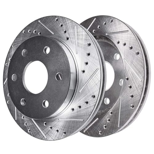 Detroit Axle - Rear Brake Kit for 1999-2006 Chevy GMC Sierra Silverado 1500, 00-01 Tahoe Yukon, 03-05 Astro Safari Replacement Drilled Slotted Disc Brake Rotors Ceramic Brakes Pads: 12.78" inch Rotor — view 4