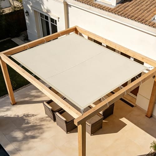 Windscreen4less 16' x 40' Waterproof Sun Shade Sail Straight Edge Outdoor Canopy Cover UV Block for Lawn Patio Backyard Garden Deck Pergola (Beige)