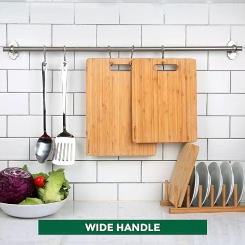 Freshware Bamboo Cutting Board Set of 3, Wooden Cutting Boards for Kitchen, Knife Friendly Food Grade Chopping Board, Lightweight with Hanging Hole for Easy Storage — view 7