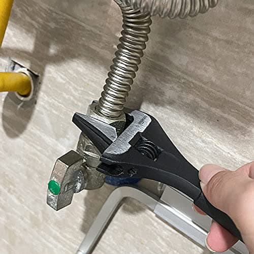 Amazon Basics 6-Inch Drop Forged Adjustable Wrench with Soft Grip, Wide Jaw, Metric/SAE Scales, Rust Resistant, 6.34 x 2.83 x 0.59 inches — view 4