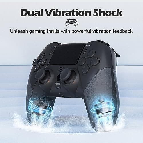 CHEREEKI Wireless Controller for PS4 with 2 Macro Buttons, Motion Sensors, Dual Vibration, Built-in Speaker and Turbo Function, Gamepad Joystick for PS-4, Compatible with PS-4, Slim, Pro — view 3