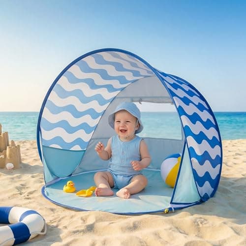 Apojungle Baby Beach Tent for Kids: Navy Blue Pop Up Sun Shelter Canopy- UV Protection Beach Shade Outdoor - Travel Beach Umbrella for Toddlers Camping Play — view 2