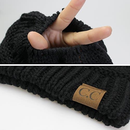 C.C Hatsandscarf Exclusives Solid Color Beanie Tail Hat for Adult (MB-20A) - One Size, Black — view 2