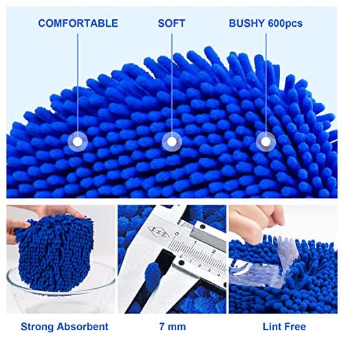 Ordenado 62" Car Wash Brush Kit Mitt Mop Sponge with Long Handle Chenille Microfiber Car Cleaning Brush Kit Supplies Car Washing Mop Kit Car Care Kit of Scratch-Free Replacement Head for Car RV Truck — view 5