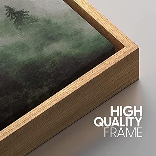 SIGNFORD Misty Forest Framed Wall Art, Green Nature Wall Art, Foggy Pine Landscape Wall Art - 16"x24" x3 Panels — view 3