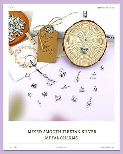 JIALEEY Wholesale Bulk Lots Jewelry Making Silver Charms Mixed Smooth Tibetan Silver Metal Charms Pendants DIY for Necklace Bracelet Jewelry Making and Crafting, 100 PCS — view 3