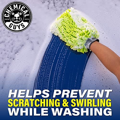 Chemical Guys Chenille Premium Scratch-Free Microfiber Wash Mitt for Car Washing - 2 Pack, Lime Green, Ultra-Soft Car Wash Gloves, Swirl-Free Finish, Safe for Trucks, SUVs, Motorcycles, and More — view 5