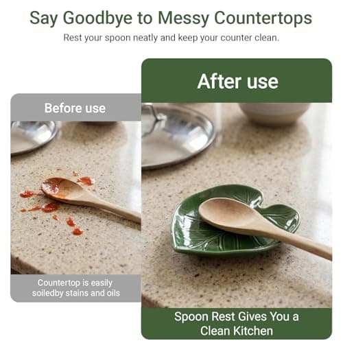 Cute Leaf Ceramic Spoon Rest for Stove Top and Kitchen Counter — view 3