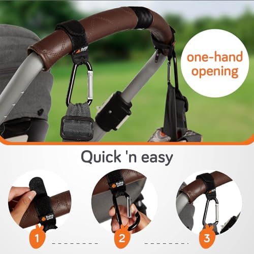 Baby Uma Stroller Hooks for Bags (2 Pack) - Universal Stroller Clips and Hooks, Non-Slip with One-Hand Opening, 11 lb Weight Capacity, Baby Travel Essential — view 5