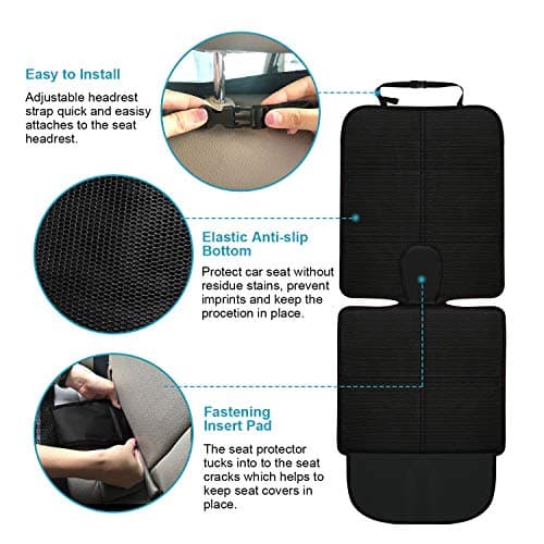 MORROLS Car Seat Protector, 2 Pack Carseat Protector with Thick Padding, Baby/Pets for Child Car Seat-Mesh Pockets-Waterproof-Universal Size(Black) — view 5