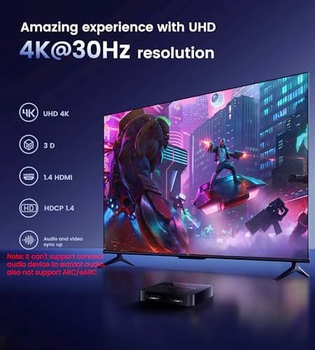 avedio links HDMI Splitter 1 in 2 Out [w/ 4 Ft Hdmi Cable]Not for Extended Display-Mirror Same Screen Only, 4K 1x2 HDMI Splitter 1 to 2 for 3D 1080P@60Hz, Copy 1 Source to 2 Displays at The Same Time — view 4