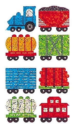 Jillson & Roberts Bulk Roll Prismatic Stickers, Mini Train Cars (50 Repeats)