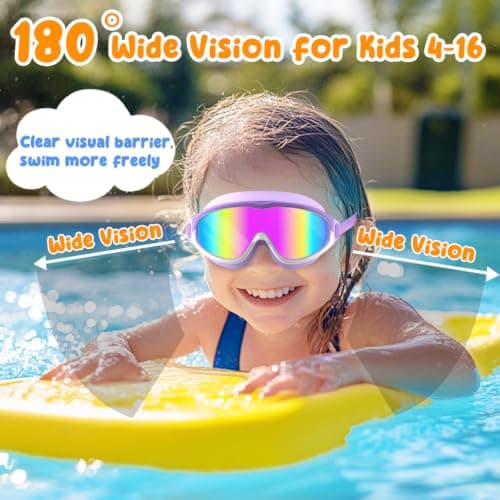 COOLOO 2 Pack Kids Goggles, Wide View No Leaking Kids Swim Goggles, Anti-fog & Anti-UV Swimming Goggles Kids for Girl Boys Youth — view 4