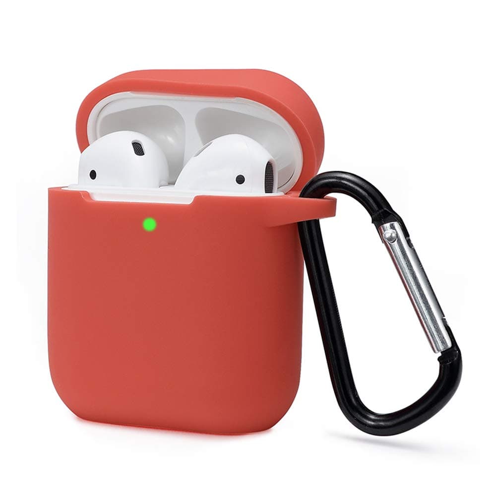 Silicona Compatible con AirPods 2 & 1, Fundas Protectora de Silicona para AirPods 2 & 1, LED Frontal Visible, Funciona con Carga inalámbrica, con Mosquetón, Translúcido — view 3
