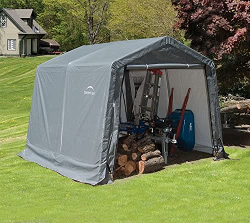 ShelterLogic 10' x 10' Shed-in-a-Box All Season Outdoor Storage Shed with Waterproof Cover and Heavy Duty Reusable Auger Anchors, Grey — view 5