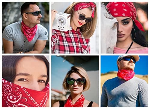 Gift Packaging Bandana for Men Women - 100% Cotton, Paisley, 22x22 In, 1 Pack - Large Bandanna Handkerchief Cowboy Hanky, Red, Large — view 3