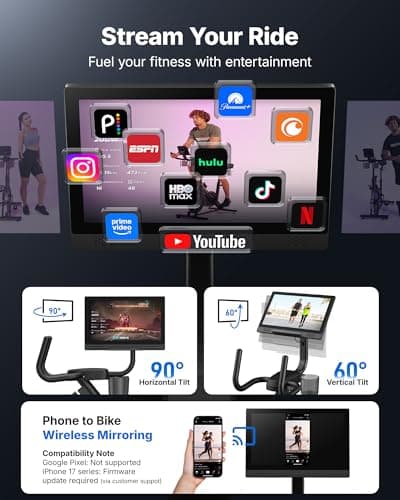 MERACH Recumbent Exercise Bike for Home with 15.6" Display Screen, Smart Bluetooth and Exclusive App Connectivity, Magnetic Stationary Bike for Riders up to 6.3" — view 3