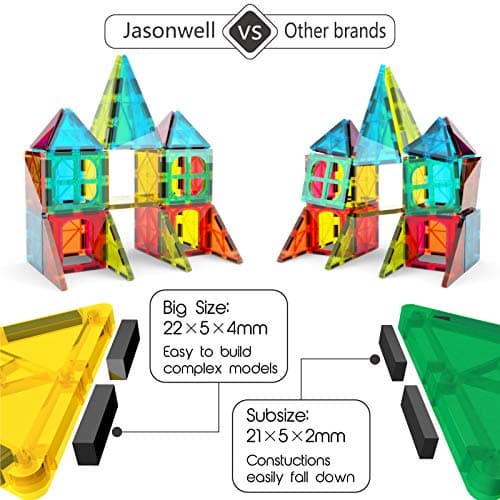 Jasonwell Magnetic Tiles Kids Magnetic Blocks 60PCS Building Sets 3D Magnet Toys Preschool Educational Construction STEM Toy Christmas Birthday Gifts for Toddlers Boys Girls 3 4 5 6 7 8 9 + Year Old — view 2