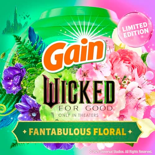 Gain Flings! "Wicked: For Good" Limited Edition Laundry Detergent Pacs, 42 Count, Fantabulous Floral Scent, 3 in 1 HE Detergent Pacs with Oxi Boost and Febreeze — view 2