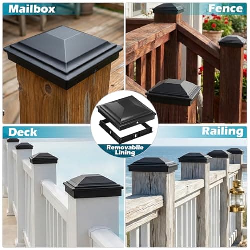 SIEDiNLAR 4x4 Post Caps Black 12 Pack, Fence Post Covers Outdoor Waterproof, Fits 4x4 3.5x3.5 Wood/Vinyl Posts for Deck Fence Mailbox Patio Decor — view 2