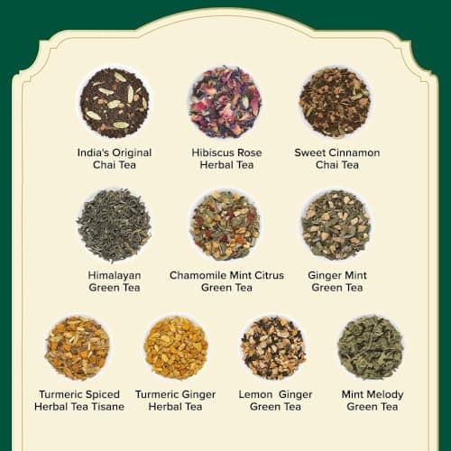 VAHDAM, Assorted Tea Sampler (20 Delicious Variety, 40 Individually Wrapped Pyramid Teabags) Long Leaf Premium Teas I Tea Gift Set I Gift Ideas for Lovers | Gifts for Him/Her — view 3