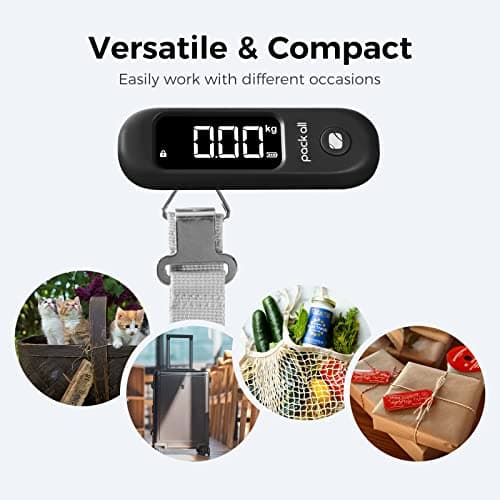 pack all 110 Lbs Luggage Scale, Digital Handheld Baggage Scale, Travel Suitcase Weight Scale with LCD Display, Battery Included, Black — view 4