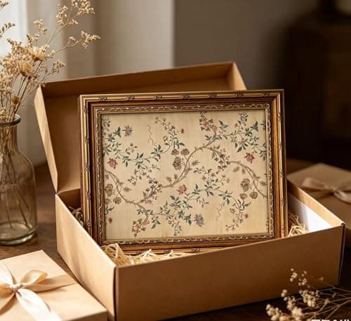 Vintage gold framed Floral Vine wall art Retro Beige Botanical Painting Canvas Prints Elegant Antique Flower French Leaf Wall Decor for Farmhouse Bedroom Living Room Home Decration 9x11in — view 3