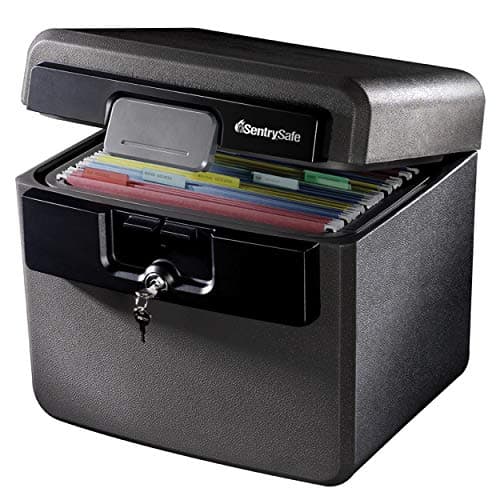 SentrySafe Black Fireproof and Waterproof Safe, File Folder and Document Box with Key Lock, 14.3 x 15.5 x 13.5 inches, HD4100