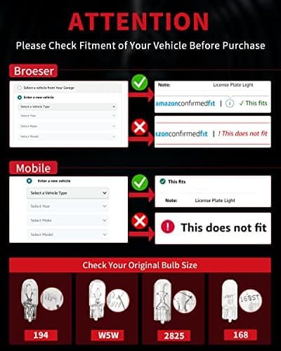 LASFIT 194 LED Bulb for License Plate Bulb White Bright,T10 168 LED Bulbs Canbus Error Free, 400LM 6000K 192 2825 W5W for Dome Map Trunk Cargo Lights (2-Pack) — view 6