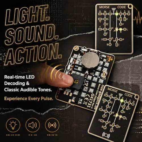 Morse Code Trainer Card Pro (LED Edition), Portable Trainer Morse Code Trainer, Morse Code Learning Kits for Hobbyists & Beginners (2 pcs) — view 2