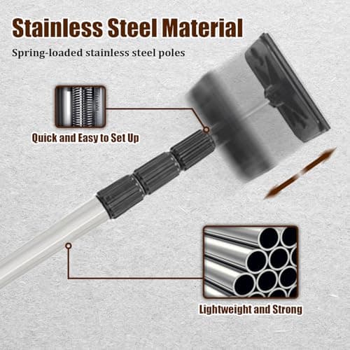 10FT Dust Barrier Poles 4 Pack, Stainless Steel Retractable Zipper Wall Poles Kit for Renovation, Remodeling and Isolation Work — view 3