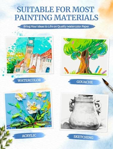 84 Sheets Watercolor Paper 5x7, 110 LB/230 GSM Water Color Paper 5 x 7, Cold Press Watercolor Paper Bulk, 5x7 Watercolor Paper Pad for Kids Adults, Art Paper for Painting, Sketching, Acrylic, Gouache — view 4