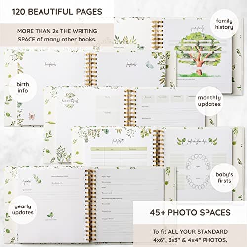 Keepsake Memory Book for Baby Boy or Girl Timeless First 5 Year Baby Book A Milestone Book to Record Every Event from Birth To Age 5 Gender Neutral Journal Scrapbook Photo Album — view 4