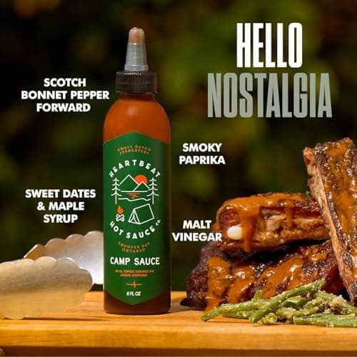 Heartbeat Hot Sauce Camp Sauce 2-Pack, 177 mL x2, 5/10 Heat, Smoky Scotch Bonnet Sauce For Breakfast Sandwiches, Hot Dogs And Bbq — view 3
